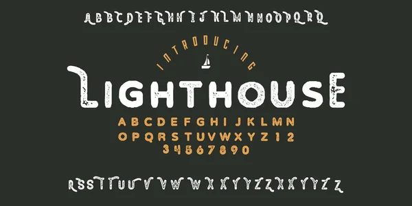 Ručně Vyráběné Písmo Lighthouse Vlastní Ručně Psaná Abeceda Původní Písmena — Stockový vektor