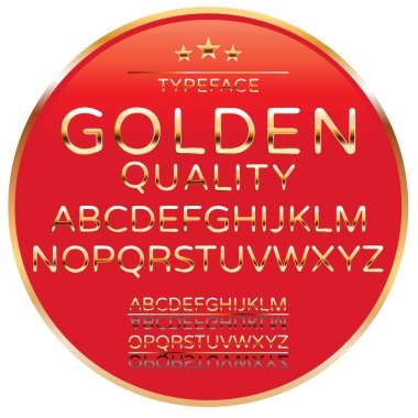 Modern El Yazı tipi, parlak altın harflerden oluşan vektör kümesi. Orijinal Tasarım. Özel tipografi. Kaligrafi Alfabesi. Vektör İllüstrasyonu. Grafik biçimi içerir.