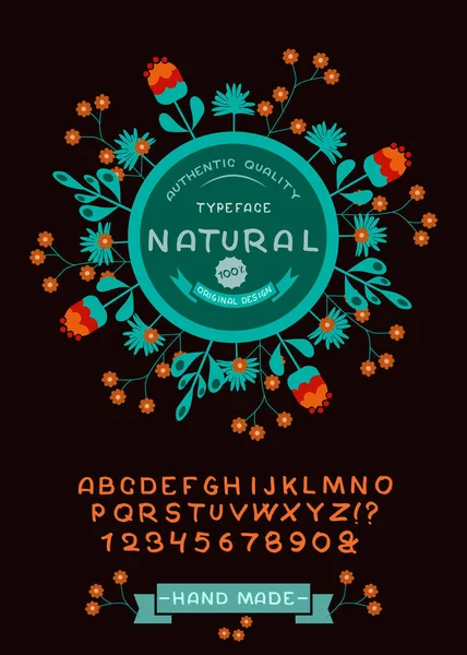 Organic Hand Drawn Font Natural Design Tipo Letra Artesanal Original — Vetor de Stock