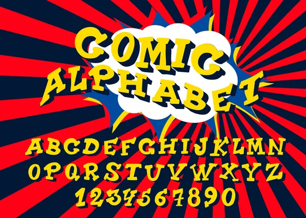 Alphabet Stil Von Comics Pop Art Bunte Schrift Auf Der — Stockvektor