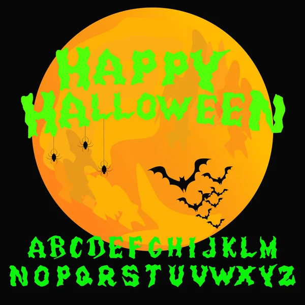 Χειροποίητο Happy Halloween Αρχικό Typeface Vector Εικονογράφηση Χειροποίητα Γράμματα — Διανυσματικό Αρχείο