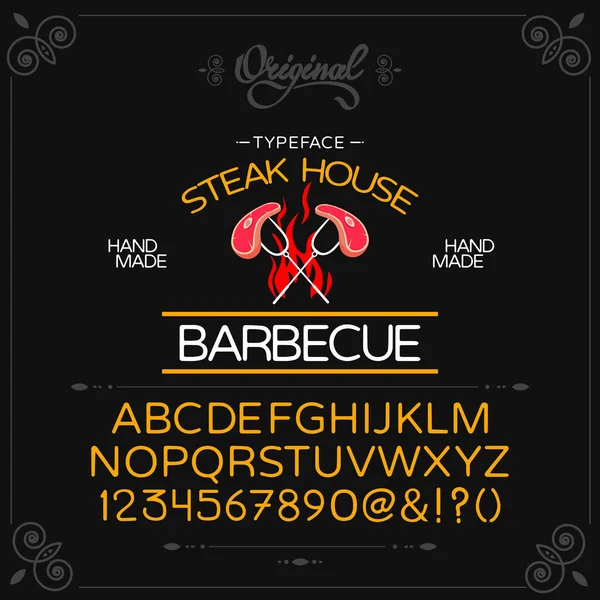 Original Hand Drawn Typeface Grill Świetne Dla Marek Vintage Restauracja — Wektor stockowy