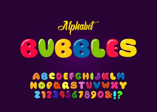 Sans Serif Kulatá Karikatura Abecedy Barevná Retro Typografie Bohatými Barvami — Stockový vektor