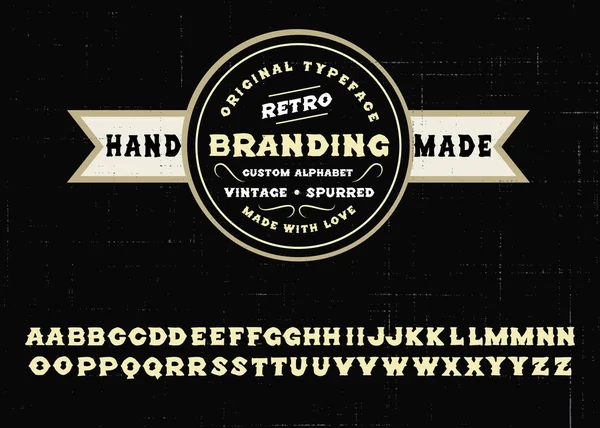 Vintage Handmade Serif Font Retro Branding Alfabeto Escrito Mano Personalizado — Vector de stock