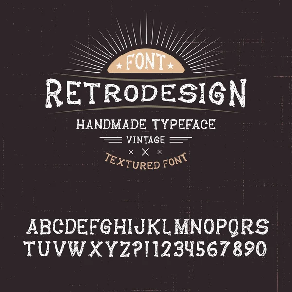 Fuente Hecha Mano Serif Del Alfabeto Vintage Retro Texturizado Dibujado — Vector de stock