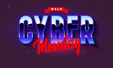 Siber Pazartesi el yapımı mektuplar, afişler, etiketler, rozetler, baskılar, posterler, web. Vektör illüstrasyonu.