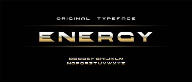 Modern metalik kalın yazı tipi ve alfabenin vektörü