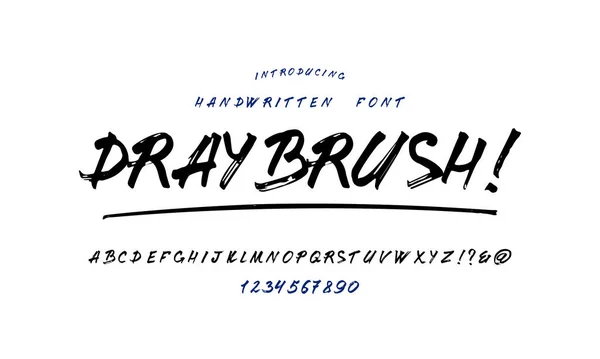 Písmo Ručně Dělané Dry Brush Vlastní Ručně Psaná Abeceda Původní — Stockový vektor