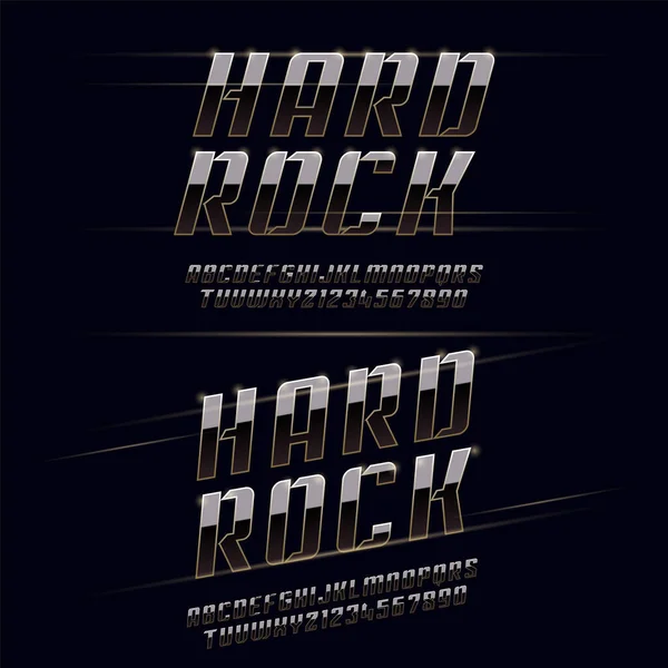 Шрифт Hard Rock Elegant Sport Black Silver Golden Metal Chrome — стоковый вектор