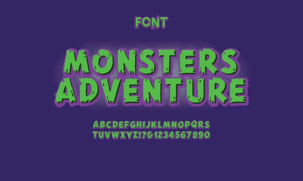 Tipografia Desenhada Mão Vintage Monster Adventure Retro Styled Halloween Font — Vetor de Stock