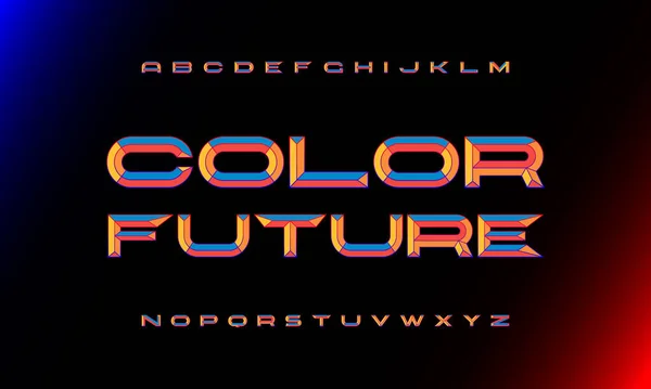 Vecteur Police Ciseau Coloré Alphabet Technologie Sport Style Futur Alphabet — Image vectorielle