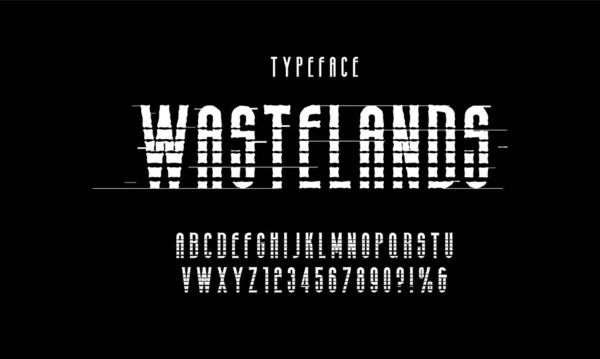 Grunge Font Retro Abeceda Západním Stylu Texturované Hrubé Vektorové Písmo — Stockový vektor