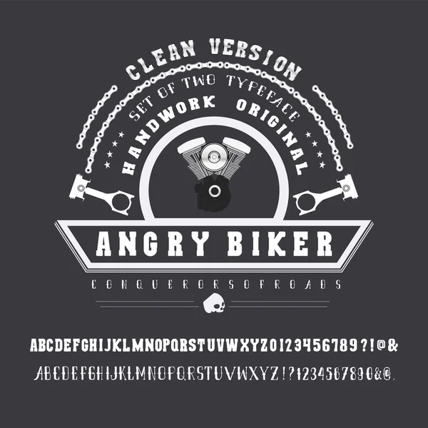 Conjunto Dos Fuentes Alfabetos Hechos Mano Club Motociclistas Las Letras — Vector de stock