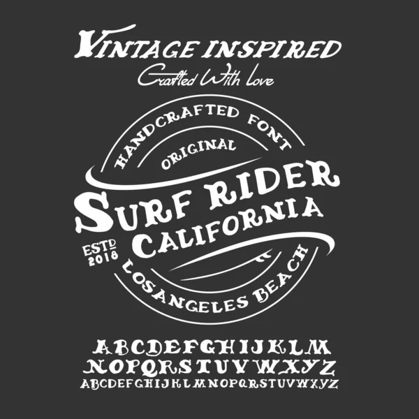 Handgemaakte Typeface Surf Font Surfen Summer Font Handgeschreven Surfers Maat — Stockvector