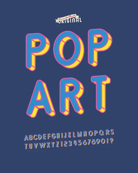 Slanted Pop Art Vintage Sans Serif Font Alfabeto Colorido Redondeado — Vector de stock