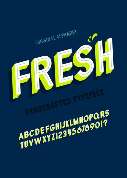 Slanted Fresh Vintage Sans Serif Font Kolorowy Alfabet Typografia Staromodna — Wektor stockowy