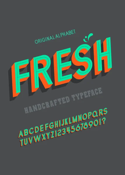 Taze Vintage Sans Serif Yazı Tipi Renkli Alfabe Eski Moda — Stok Vektör