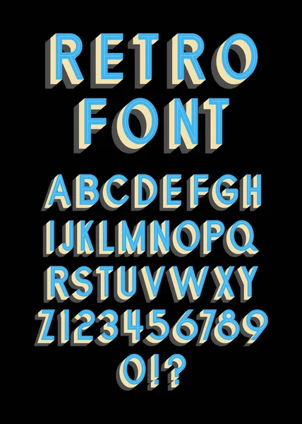 Tipo Letra Retro Letras Números Símbolos Vintage Alfabeto Vector Fuente — Vector de stock