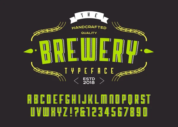 Bira fabrikası alfabe yazı tipi. Özel el yazısıyla yazılmış alfabe. Retro desenli el çizimi yazı tipi. Vektör çizimi. Harfler ve Sayılar. Özgün Tasarım