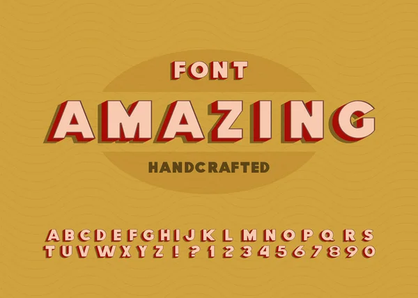 Удивительный Vintage 3D Sans For Bold Alphabet с пастельными цветами . — стоковый вектор