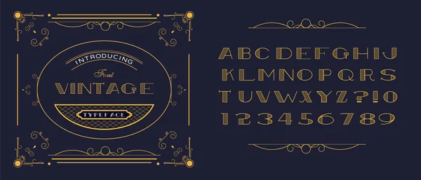 Vector de tipografía vintage estilizada y alfabeto — Archivo Imágenes Vectoriales