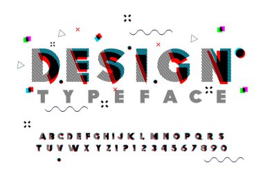 Modern soyut yazı tipi ve alfabenin vektörü