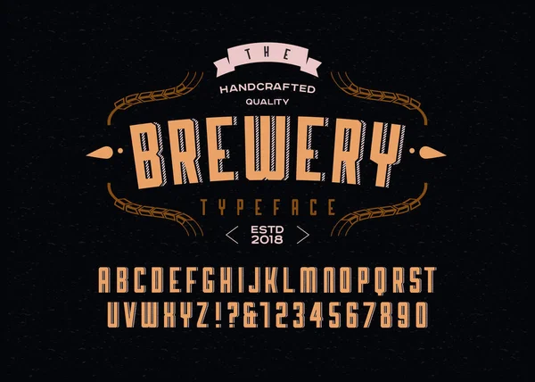 Fuente Brewery vintage alphabet. Alfabeto escrito a mano personalizado . — Vector de stock