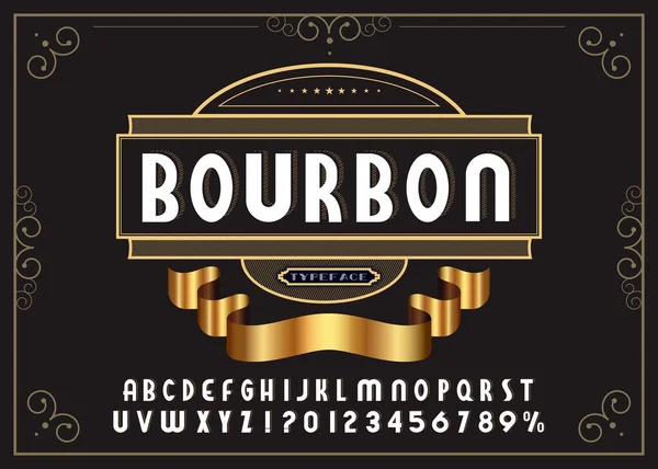 "Bourbon "Alfabeto Vintage 3D . — Vector de stock