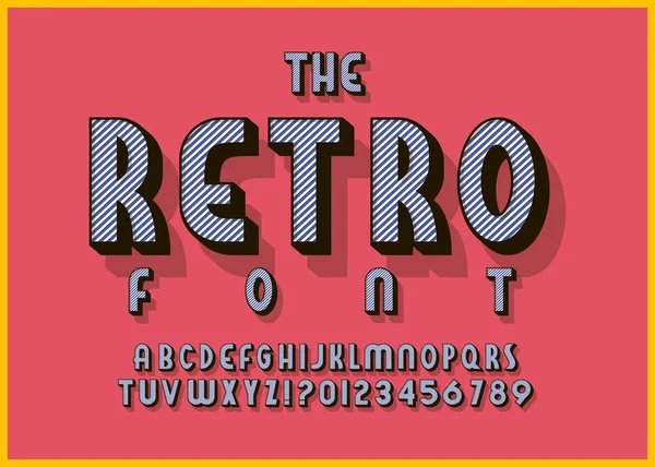 Alfabet Gaya Vintage Dengan Bayangan Old School Retro Typeface Yang - Stok Vektor