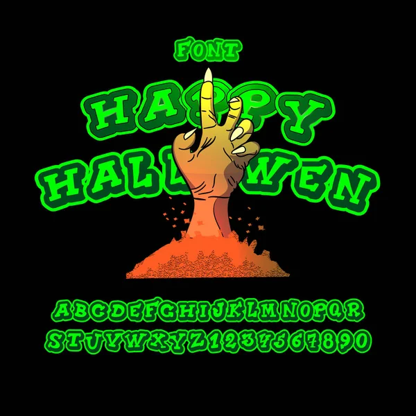 Fuente Halloween Estilo Retro Tipo Letra Vintage Dibujado Mano Letras — Vector de stock