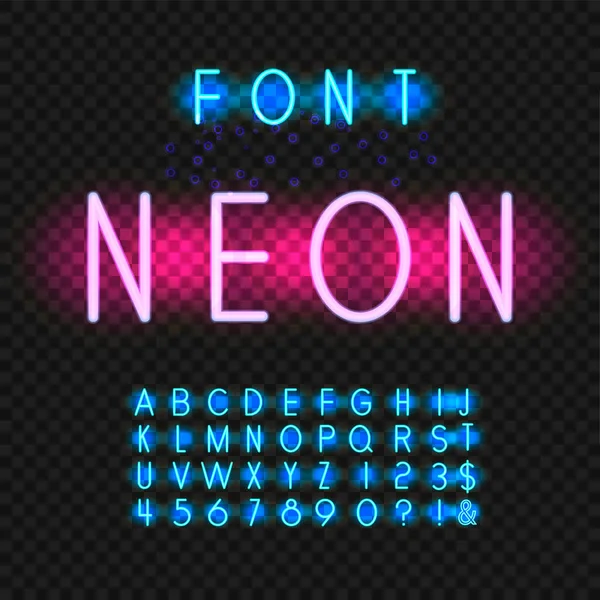 Город Неоновых Шрифтов Neon Blue Font English Городской Синий Шрифт — стоковый вектор