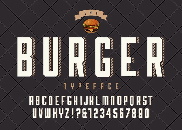 Burger Vecteur Rétro Regular Font Design Alphabet Police Caractères Typographie — Image vectorielle