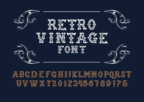 Alfabeto Feito Mão Original Design Fonte Vintage Vector Estilo Ocidental — Vetor de Stock