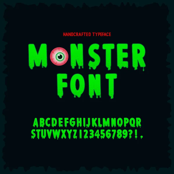 Tipografia Desenhada Mão Vintage Monster Retro Styled Halloween Font Cartas — Vetor de Stock