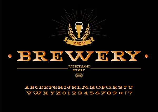 Fuente Brewery Vintage Alphabet Alfabeto Escrito Mano Personalizado Tipo Letra — Vector de stock