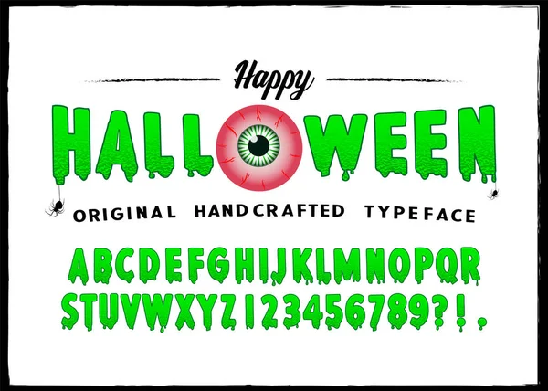 Fuente Halloween Estilo Retro Tipo Letra Vintage Dibujado Mano Letras — Archivo Imágenes Vectoriales