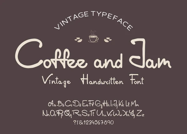 손으로 알파벳 Vintage Original Font Letters Numbers Signs Symbols Design — 스톡 벡터