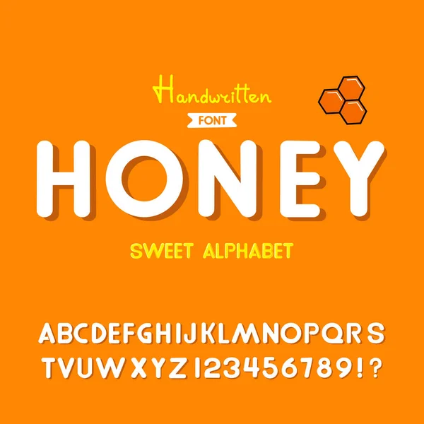Honey Vintage Sans Serif Alfabeto Arrotondato Tipografia Retrò Con Colori — Vettoriale Stock