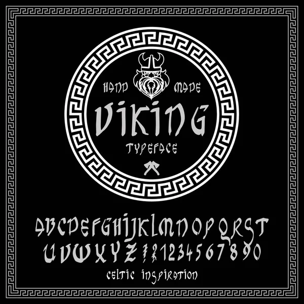 Шрифт Викинга Легкая Печать Черном Фоне Кельтский Рунический Шрифт Прописными — стоковый вектор