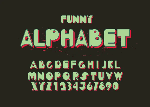 Nettes Schönes Abgerundetes Alphabet Cartoon Buchstaben Und Zahlen Komische Schrift — Stockvektor