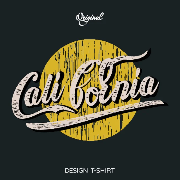 California Surf Typography Shirt Print Ilustración Vectorial Inscripción California Con — Archivo Imágenes Vectoriales