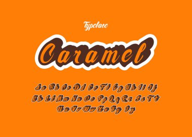 'Karamel' Vintage Sans Serif Yuvarlak Alfabe. Zengin Renkler ve Lezzetli Görünüşlü Retro Typography. Vektör İllüstrasyonu.