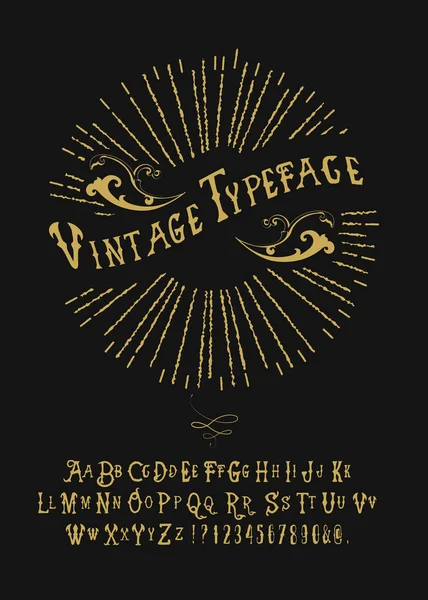 Tipografia Vintage Original Vector Font Desenhado Mão Alfabeto Escrito Mão — Vetor de Stock