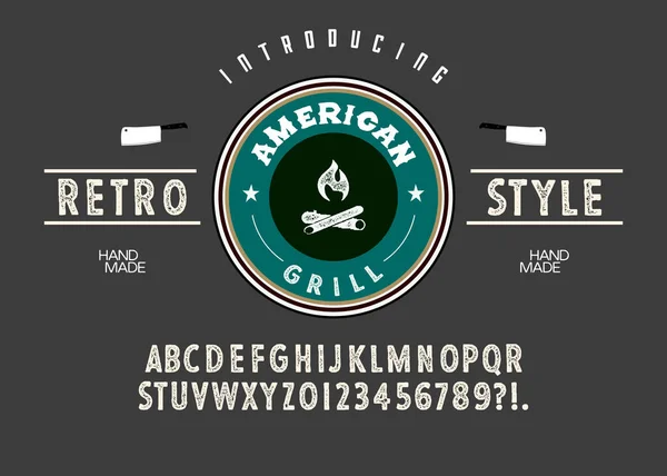 Fuente Hecha Mano American Grill Alfabeto Escrito Mano Personalizado Tipo — Vector de stock