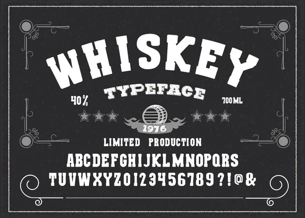 Type Affichage Fait Main Whiskey Alphabet Personnalisé Vintage Lettres Chiffres — Image vectorielle