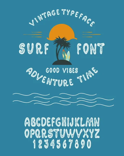 Tipo Letra Hecho Mano Surf Font Surfing Summer Font Alfabeto — Vector de stock