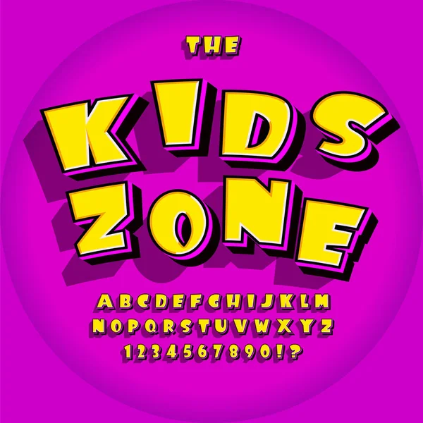 Képregény Vektor Ábécé Beállítva Betűtípus Text Kids Zone Fényes Ábécé — Stock Vector