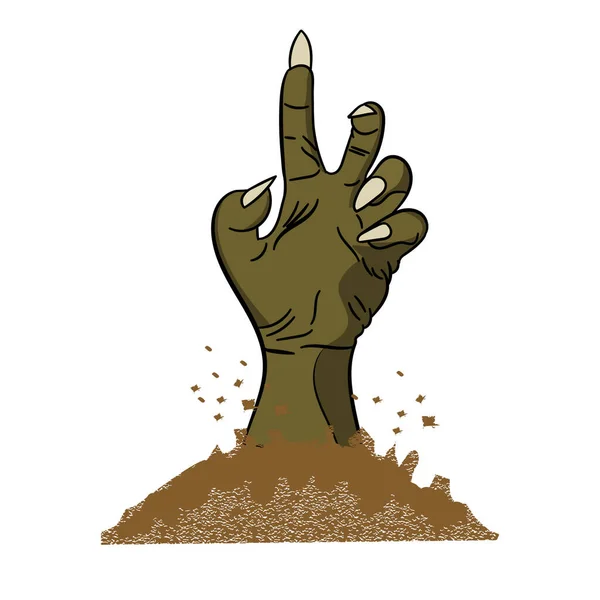 Zombie Hand Isolerad Vit Bakgrund Vektor Illustration — Stock vektor