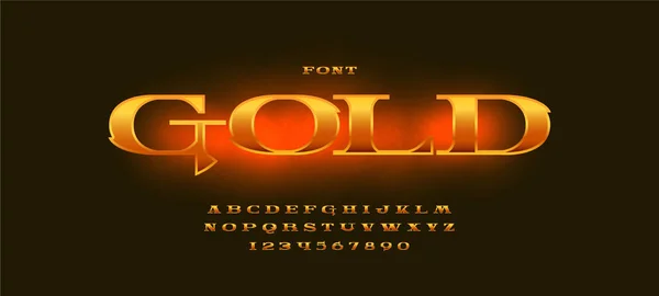 Винтажный Золотой Шрифт Элегантный Шрифт Golden Anniversary Celebration Colored Metal — стоковый вектор