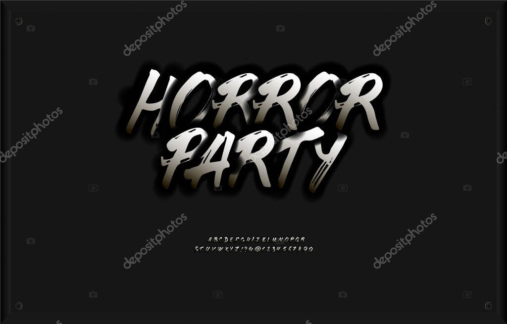 Vintage Hand Drawn Typeface. Retro Styled Halloween Font. Cute and Spooky Lettering. Inspired by Old Comic Books and Scary Movie Posters. Vector Illustration.